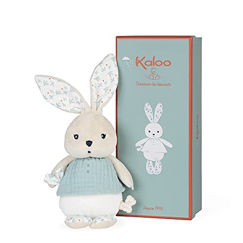 Kaloo - K'Doux - Muñeco Conejo Palomas - Azul Celeste - Tela Suave - Peluche - 20 Cm - Desde el Nacimiento, K969951