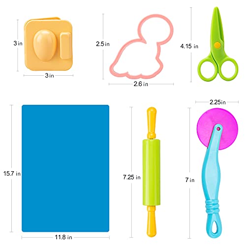 Kilpkonn Accesorios Plastilina, 41 Piezas Moldes para Plastilina, Forma, Tijeras, Rodillo, Tapete para Plastilina con Bolsa de Almacenamiento, Herramientas Plastilina para niños 2 3 4 5 6 años