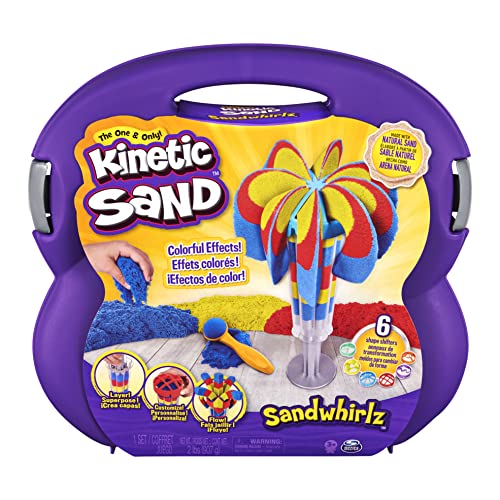 Kinetic Sand Sandwhirlz Playset con 3 Colores de Arena cinética (907 g) y más de 10 Herramientas, para niños de 3 años en adelante