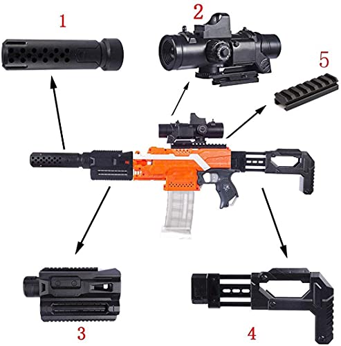 Kits de actualización para Nerf, Accesorios de modificación con Decoración Tubo Fronta Adaptador de Tubo Scope Rail Adaptado Shoulder Stock para Nerf Stryfe/Retaliator/Modulus/Motorized/Regulator