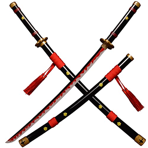 kljhld Espada de Anime de bambú Espada de Cosplay, Espada de Roronoa Zoro Ame no Habakiri Espada Katana Negra 103 cm / 40 Pulgadas