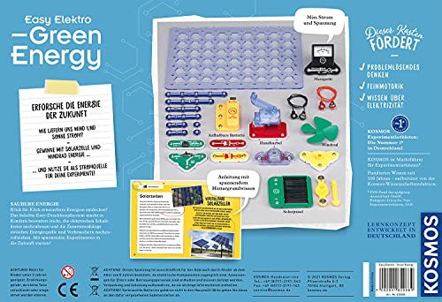 KOSMOS 620684 Easy Elektro Green Energy, Genera, almacena y Utiliza energía renovable, exclusivos de Amazon, Caja de experimentos para niños a Partir de 8 – 12 años para producir Electricidad