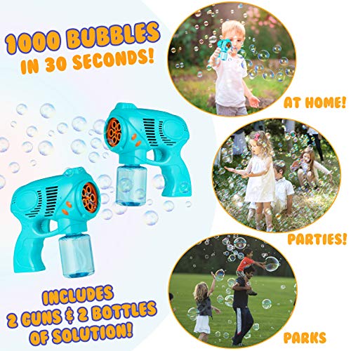 KreativeKraft Maquina Pompas de Jabon, Pomperos para Niños, Pistola Juguete Burbujas para Interior Exterior, Incluye Bote Jabon Pompas, Regalos para Niños Originales