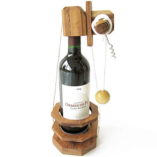 LEDELIRANT Rompecabezas DE Botella con SACACORCHOS Modelo 2 - Nivel 3/6 - Juego Puzzle Candado de Madera Maciza Eco-Responsable, Marca Francesa Le Délirant