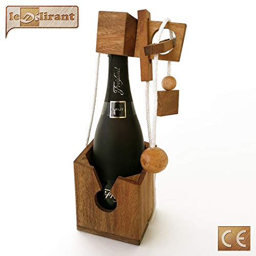 LEDELIRANT Rompecabezas DE Botella Modelo 1 - Nivel 3/6 - Juego Puzzle Candado de Madera Maciza Eco-Responsable, Normas CE, Marca Francesa Le Délirant