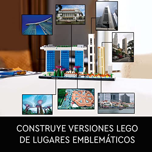 LEGO 21057 Architecture Singapur Set de Construcción Creativa para Adultos, Maqueta para Construir, Colección de Ciudades