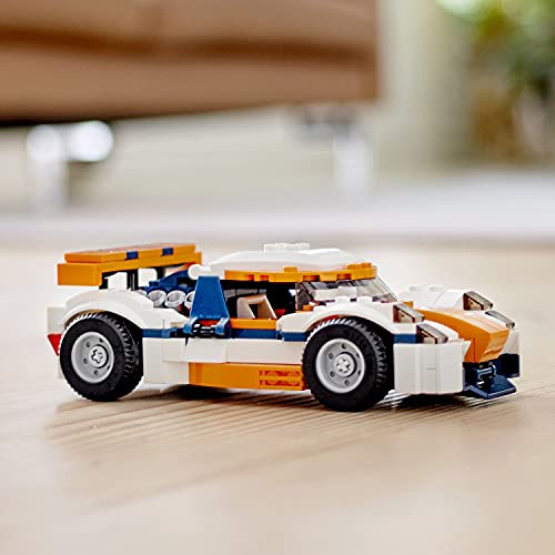 LEGO 31089 Creator 3en1 Deportivo de Competición Sunset o Coche de Carreras o Lancha, Juguete de Construcción para Niños 7 años