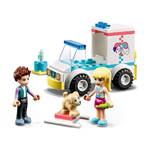 LEGO 41694 Friends Ambulancia de la Clínica de Mascotas, Juego de Veterinaria con Mini Muñeca Stephanie, Animales de Juguete para Niños de 4 Años