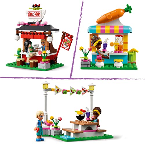 LEGO 41701 Friends Mercado de Comida Callejera, Set con Camión de Tacos y Bar de Batidos de Juguete con Mini Muñeca y Gatito