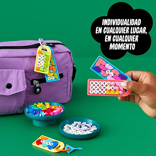 LEGO 41949 Dots Megapack de Adornos para Mochila: Mensajes, Set de 5 Manualidades para Niños de 6 Años, Etiqueta Personalizable para Colegio