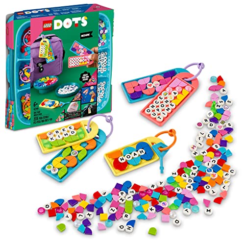 LEGO 41949 Dots Megapack de Adornos para Mochila: Mensajes, Set de 5 Manualidades para Niños de 6 Años, Etiqueta Personalizable para Colegio