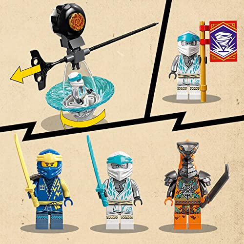 LEGO 71764 Ninjago Centro de Entrenamiento Ninja, Peonzas de Juguete para Niños, Mini Figuras Jay, Zane y Serpiente