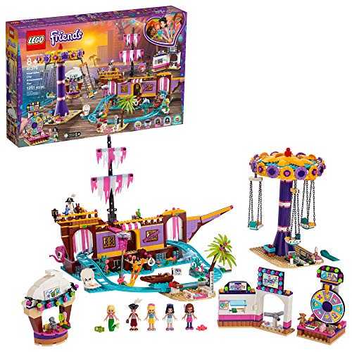 LEGO Friends Heartlake City Amusement Pier 41375 Toy Rollercoaster Building Kit with Mini Dolls and Toy Dolphin, Build and Play Set includes Toy Carousel, Ticket Kiosk and more, New 2019 (1251 Pieces)