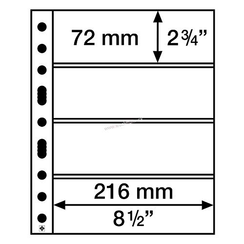 Leuchtturm Kunststoffhüllen SH 312, 4 Taschen quer für Banknoten, PP, Klar, 50er Pack