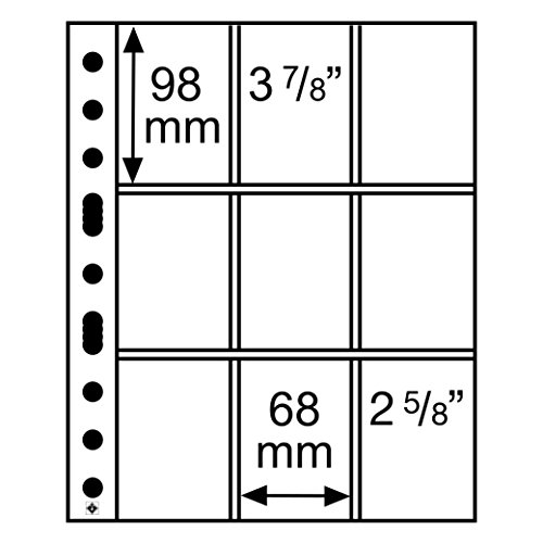 Leuchtturm Kunststoffhüllen SH 312, 9 Taschen für Sammelkarten, PP, Klar, 50er Pack