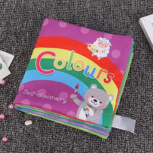 Libro de tela, infantil de dibujos animados suave Tela de prueba de l¨¢grimas encantadora Libro de iluminaci¨®n Libros Desarrollo Juguetes Cumplea?os para ni?os(Cognici¨®n de color)