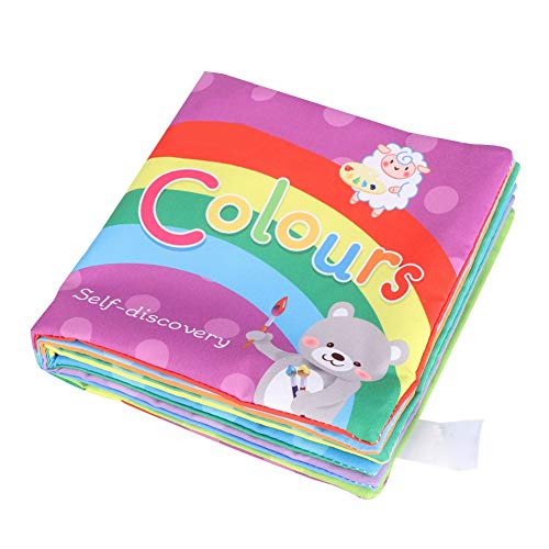 Libro de tela, infantil de dibujos animados suave Tela de prueba de l¨¢grimas encantadora Libro de iluminaci¨®n Libros Desarrollo Juguetes Cumplea?os para ni?os(Cognici¨®n de color)