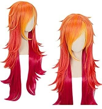 Liga de Leyendas KDA Grupo de niña El Cazador de recompensa Miss Fortune Orange Gradiente Rojo Ligeramente Encrespado Cosplay Wig (Color : Orange Red)