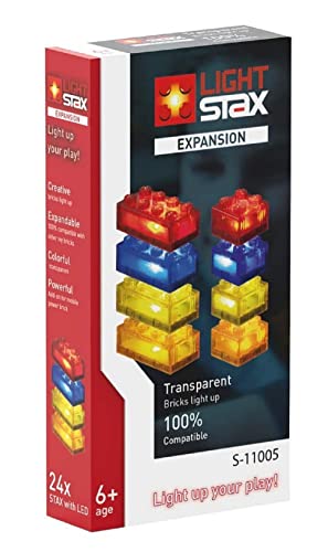 Light STAX Expansion, Compatible con el Sistema STAX y Todas Las Marcas conocidas de Bloques de construcción, 24 Piedras adicionales (Rojo, Amarillo, Azul y Naranja).