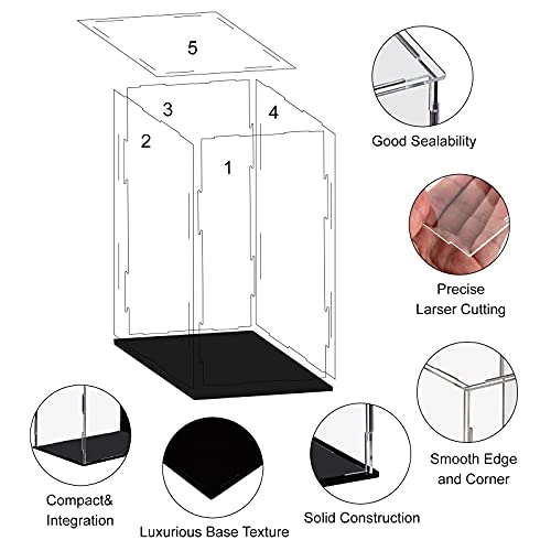 LileZbox Vitrina de acrílico, caja de exhibición con espejo negro, exhibición versátil para figuras de acción juguetes (A1, 1 paquete de 1