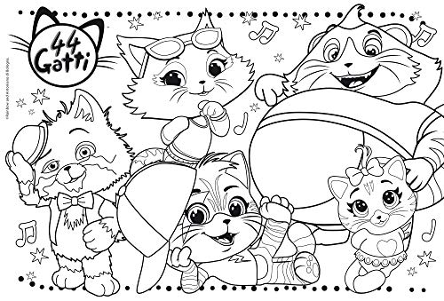 Lisciani - Puzzle in a Tub Doble Cara con Reverso para Colorear 24 Piezas con 4 rotuladores incluidos 44 Gatos - Puzle para niños a partir de 3 años (76604)