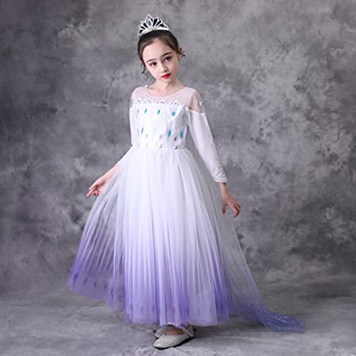 Lito Angels Vestido Blanco Princesa Elsa Disfraz Reino del Hielo 2 con Capa para Niñas, Talla 7-8 años 262