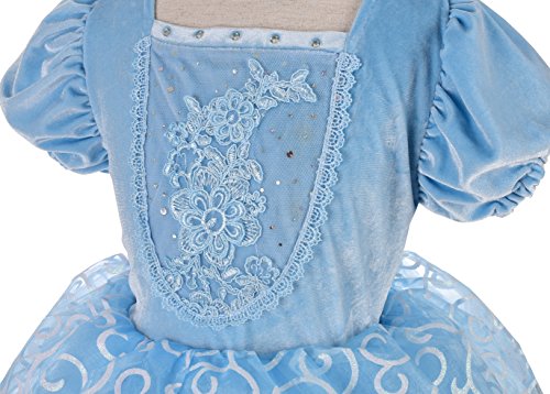 Lito Angels Vestido Disfraz Princesa Cenicienta para Niñas Talla 4-5 Años, Azul