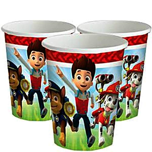 Lote de Cubiertos Infantiles"Patrulla Canina" (16 Vasos, 16 Platos, 16 Servilletas, 1 Mantel,1 Guirnalda, 4 Velas y 1 Piñata .Vajillas.Juguetes de Cumpleaños, Bodas, Bautizos, Comuniones. L16