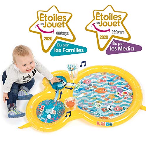 LUDI - Alfombra de agua - Grandes Alfombras de Actividad Sensorial para bebés despiertos - Desarrollo motriz - 16 Animales flotantes - A partir de 10 meses