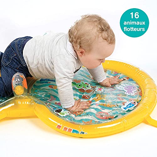 LUDI - Alfombra de agua - Grandes Alfombras de Actividad Sensorial para bebés despiertos - Desarrollo motriz - 16 Animales flotantes - A partir de 10 meses