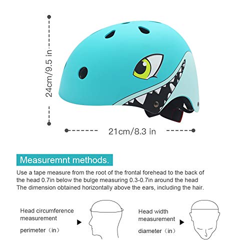 LZDMY Casco Bici Niño, Casco Bicicleta para Niños de 2-5 años, Cascos Infantiles de Protección para Patines Patinete Patinaje Ciclismo Monopatín Scooter Deportes, Regalo Bebe (Tiburón Azul)