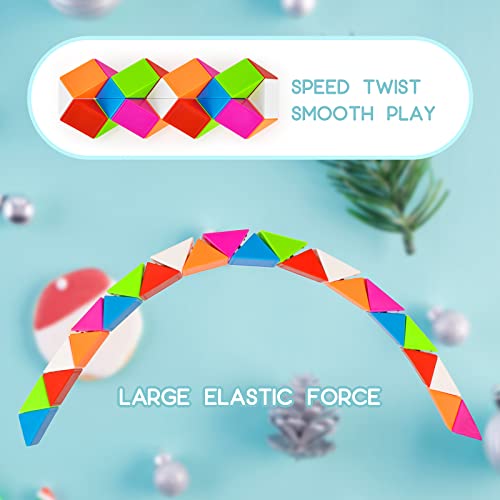 Magic Snake de 24 Bloques, TOYESS Rompecabezas Cubos de Serpiente Mágica para Niños, Twisty Puzzle Ruler para Llenadores de Bolsos para Fiestas o Navidad (Multicolor)