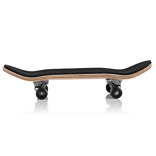 MAGT Finger Skateboard, 1Pc 5 Capas de Arce Madera + Aleación Diapasón Patinetas de Dedo con Caja Reduzca la presión, Fingerboard, Mini diapasón(Negro)