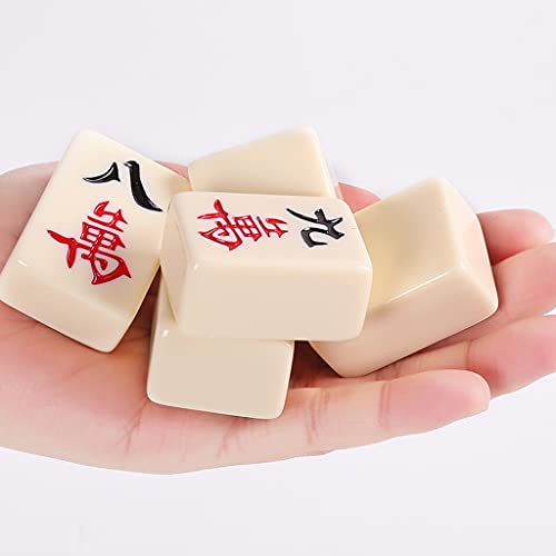 Mahjong Set MahJongg Tile Set Juego de juegos de Mahjong, piezas de juego no estándar hechas de imitación de marfil blanco, 4 dados y bolsas de caja suave - solo para juego de estilo chino Juego de Ma