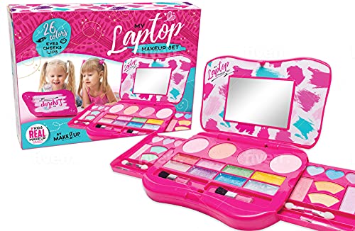 Make it Up My Laptop Girls Makeup Set by Fold out Makeup Palette with Mirror and Secure Close - Safety Tested- Non Toxic