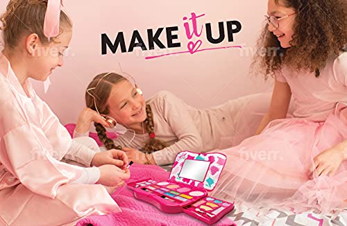 Make it Up My Laptop Girls Makeup Set by Fold out Makeup Palette with Mirror and Secure Close - Safety Tested- Non Toxic