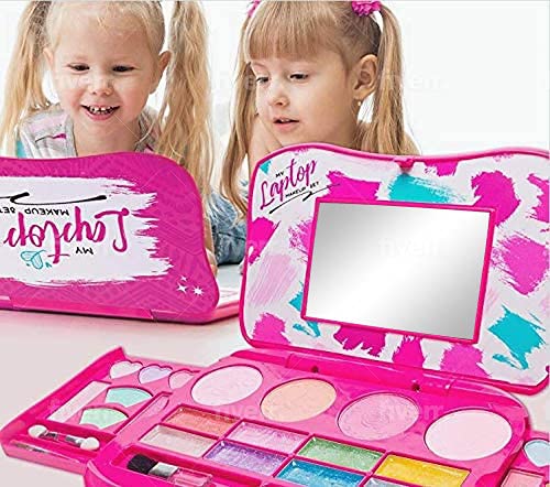 Make it Up My Laptop Girls Makeup Set by Fold out Makeup Palette with Mirror and Secure Close - Safety Tested- Non Toxic