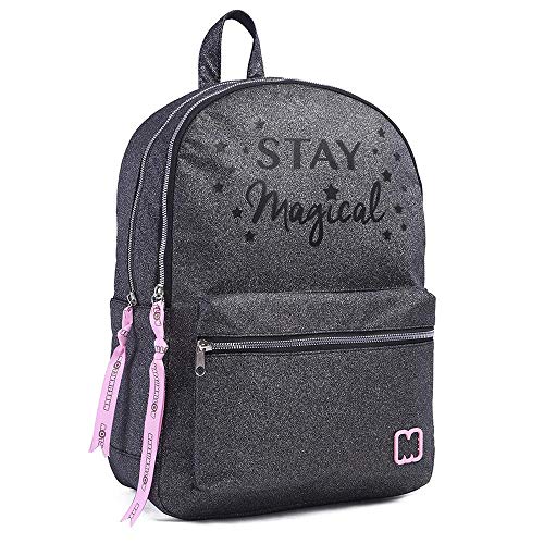 Marshmallow Glitter Mochila, 40 cm, 3 litros, Negro