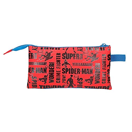 Marvel Spiderman Great Power Estuche Triple Rojo 22x12x5 cms Poliéster