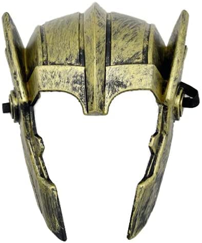 Máscara de Casco Romano para Adulto, Casco de Espartano para Fiestas de Disfraces, Casco de Gladiador de Metal, Accesorios Antiguos Griegos y Romano, Talla única (Plateado, Talla única) (Dorada)