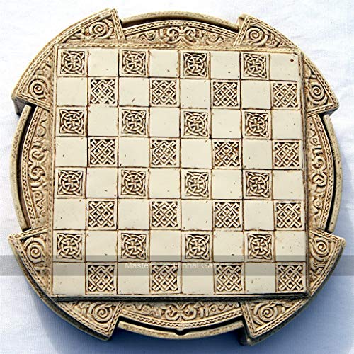 Masters Traditional Games Isle of Lewis Compact Chess Set - 9 Inches, Cream Cabinet