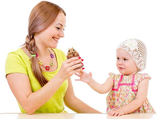 mciskin Juguete para niños con forma de ardilla, muñones de árbol de descompresión malvada, juguetes de goma, bonitos soportes telescópicos en miniatura, amigos, adultos y niños.