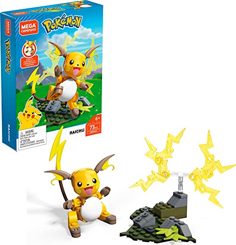 Mega Construx Pokémon Figura Raichu, Juguetes de Construcción Niños +6 Años (Mattel GDW30)