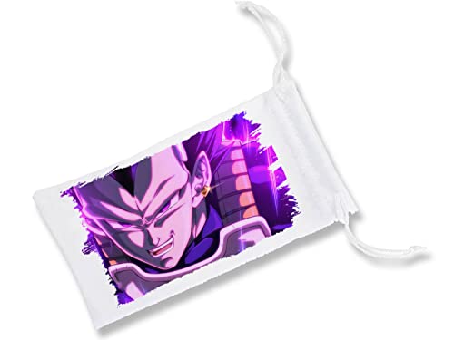 MERCHANDMANIA Pack 2 Fundas Bolsa Multiusos Dragon Ball Super Vegeta Dios destruccion Gafas Dados rol Personalizada Color.