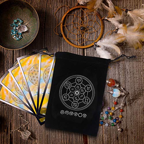 MEYANG Tarot Pockets Card Bag, Velvet Pentagram Tarot Card Bag, Mini Paquete con Cordón Bolsa De Almacenamiento, Mysterious Black Magic Adivination Tarot Card Storage Bag