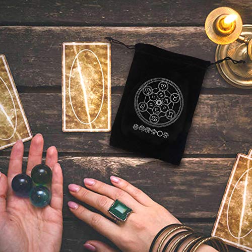 MEYANG Tarot Pockets Card Bag, Velvet Pentagram Tarot Card Bag, Mini Paquete con Cordón Bolsa De Almacenamiento, Mysterious Black Magic Adivination Tarot Card Storage Bag