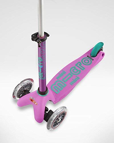 Micro® Mini Deluxe, Original Design, Patinete 3 Ruedas, 2-5 Años, Peso 1,95kg, Carga Máx: 50kg, Altura 48-68cm, Ruedas PU 120/80mm, Rodamientos ABEC 9, Plataforma antideslizante (Lavanda)