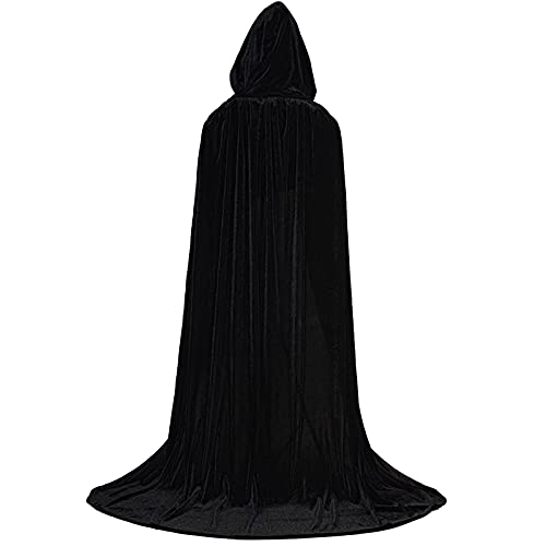 MiiDD Capa con Capucha Terciopelo Larga Disfraz ,Disfraces de Vampiro Halloween para Unisex Adulto Fiesta(Negro,XL)