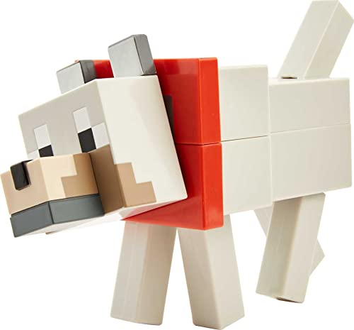 Minecraft Dungeons Lobo Figura de fusión, cofre con juguete con accesorios, regalo para niños +6 años (Mattel GVV16)