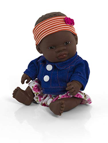 Miniland- Baby Africana Niña 21cm Muñeco, Color real (31144)